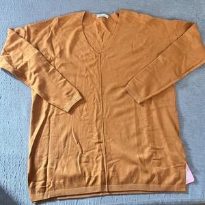 STACCATO Women's Orange V Neck Long Sleeve Knit Top Size S